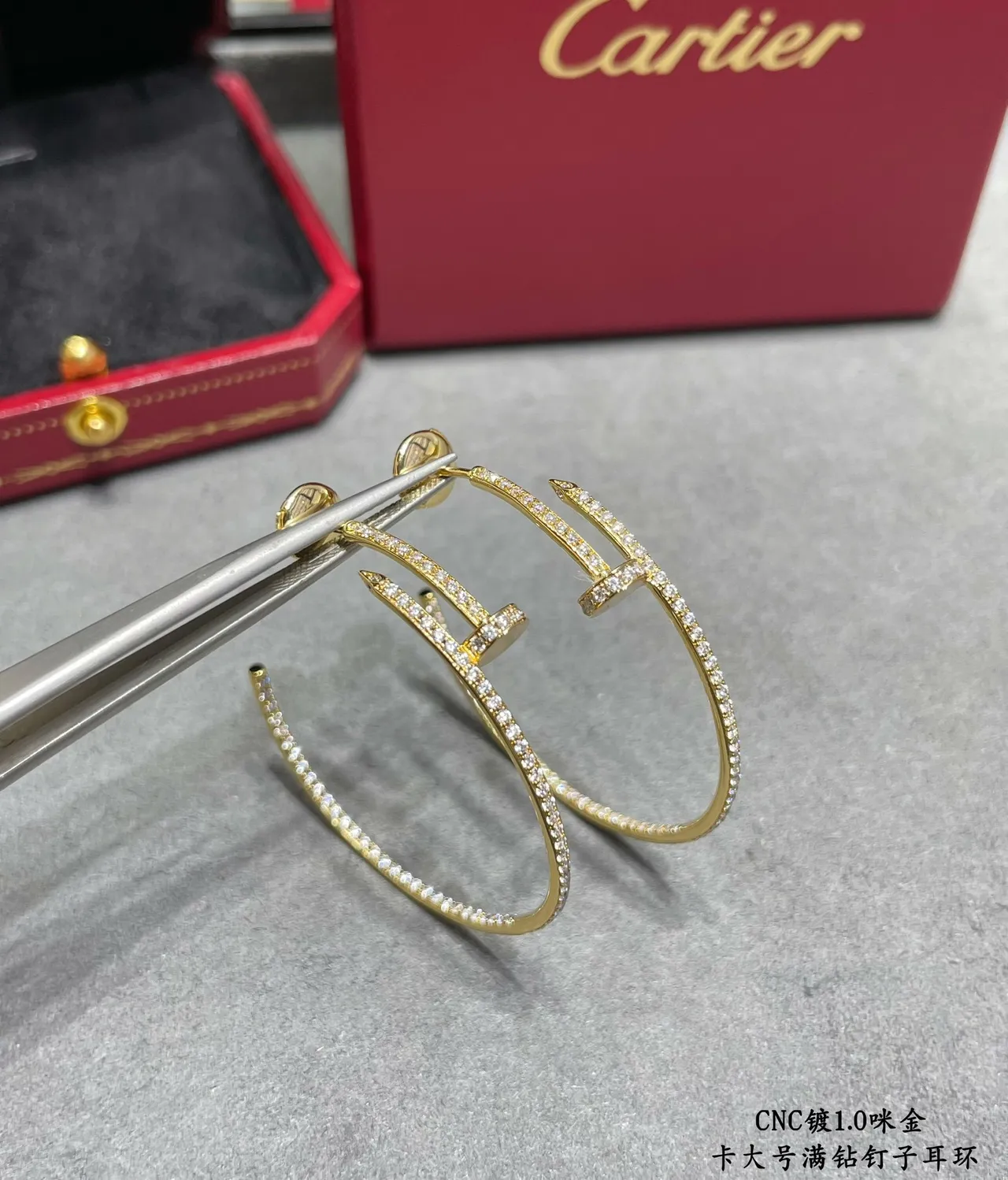 Silver White Open Hoop Pavé-Set Stones Earrings 6