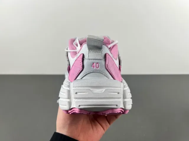 Skechers D'Lites Branco e Rosa Sola Plataforma Camadas de Sobreposições Sintéticas Tênis Chunky 4