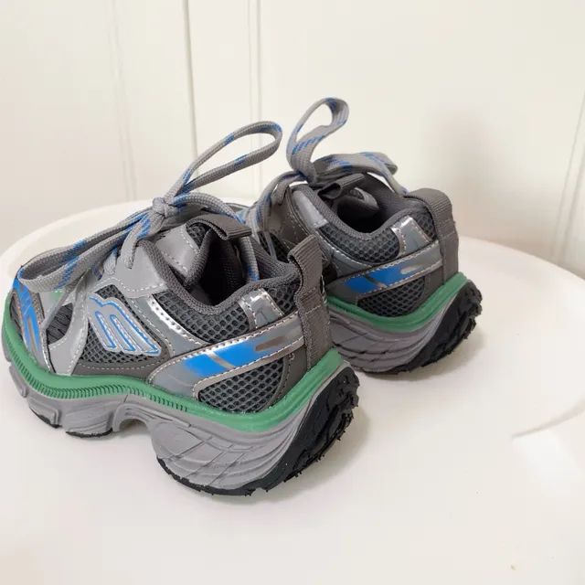 Skechers Silver Black Platform Sole Metallic Synthetic Overlays Chunky Sneakers 20