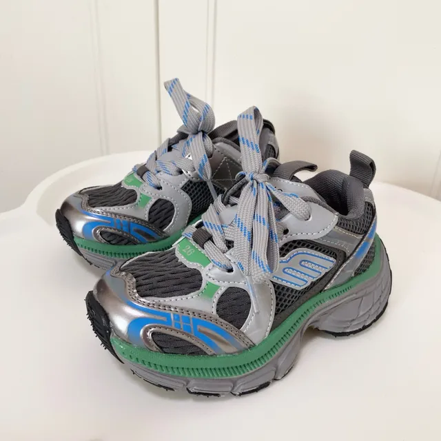 Skechers Silver Black Platform Sole Metallic Synthetic Overlays Chunky Sneakers 21