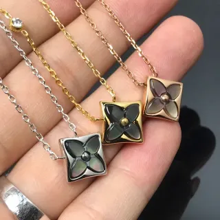 Colares pendentes com motivo floral quadrado de incrustação de madrepérola