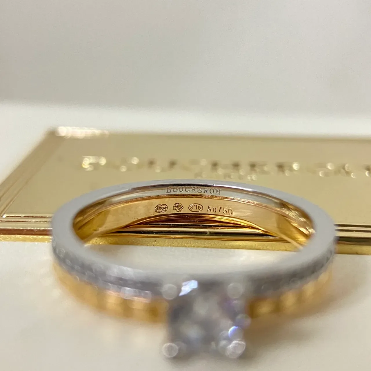 Stackable Pavé-Band Round Solitaire Two-Tone Rings 3