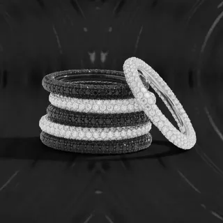 Pulseras apilables Pavé negro y blanco