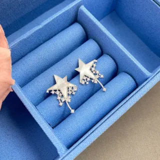 Star-Shaped Mother-of-Pearl and Crystal Stud Earrings