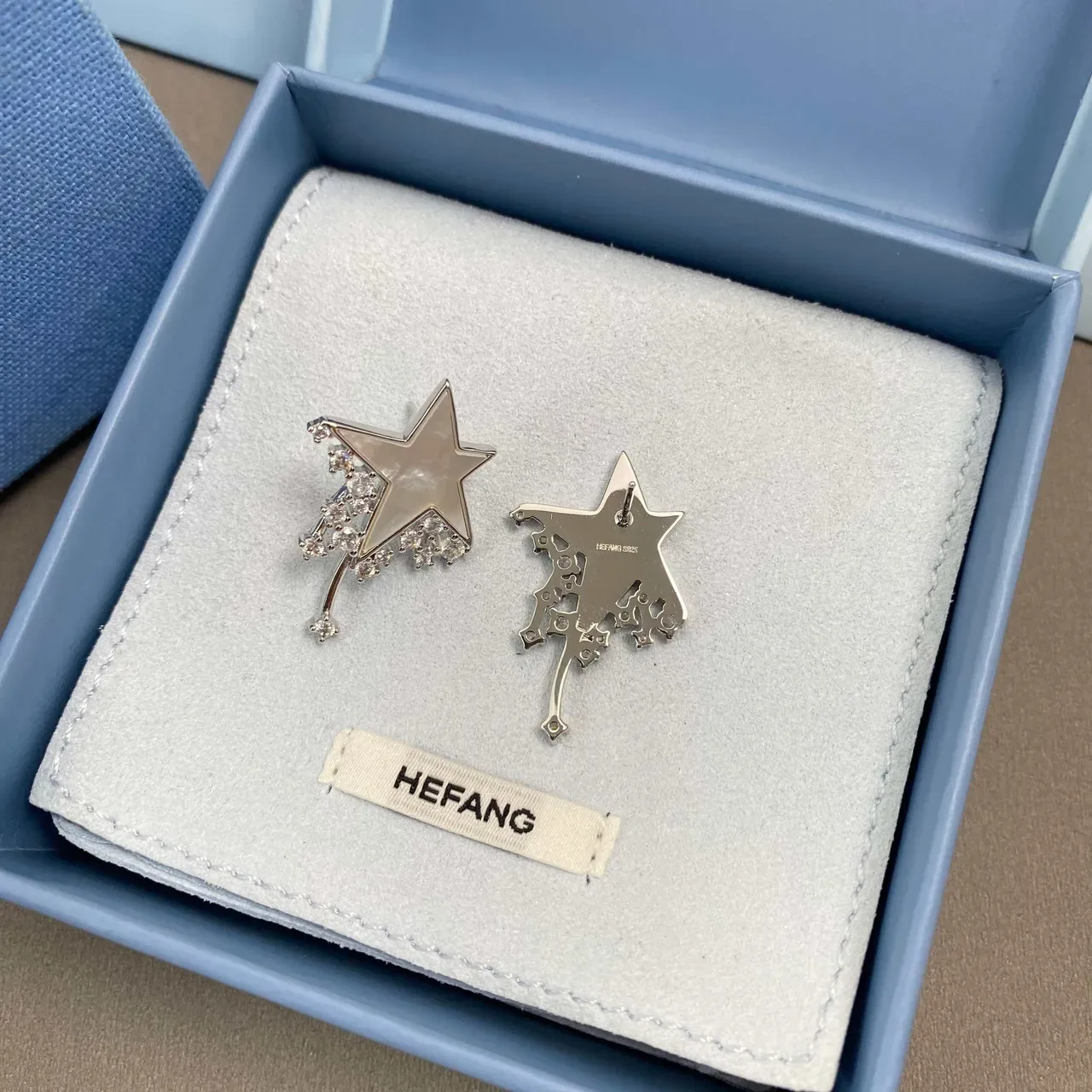 Star-Shaped Mother-of-Pearl and Crystal Stud Earrings 5