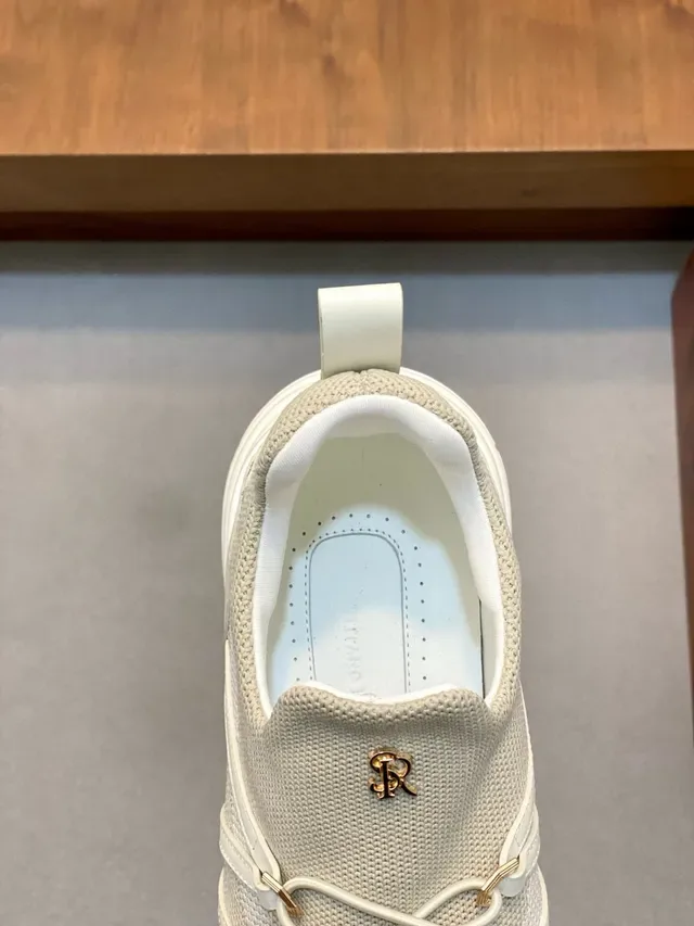 Stefano Ricci Beige White Laceless Slip-On Construction Crisscross Elastic Strap System Lifestyle Sneakers 7