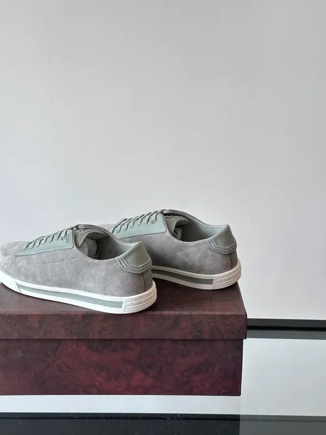 Stefano Ricci Gray Suede Low-Top Lace-Up Sneakers 3