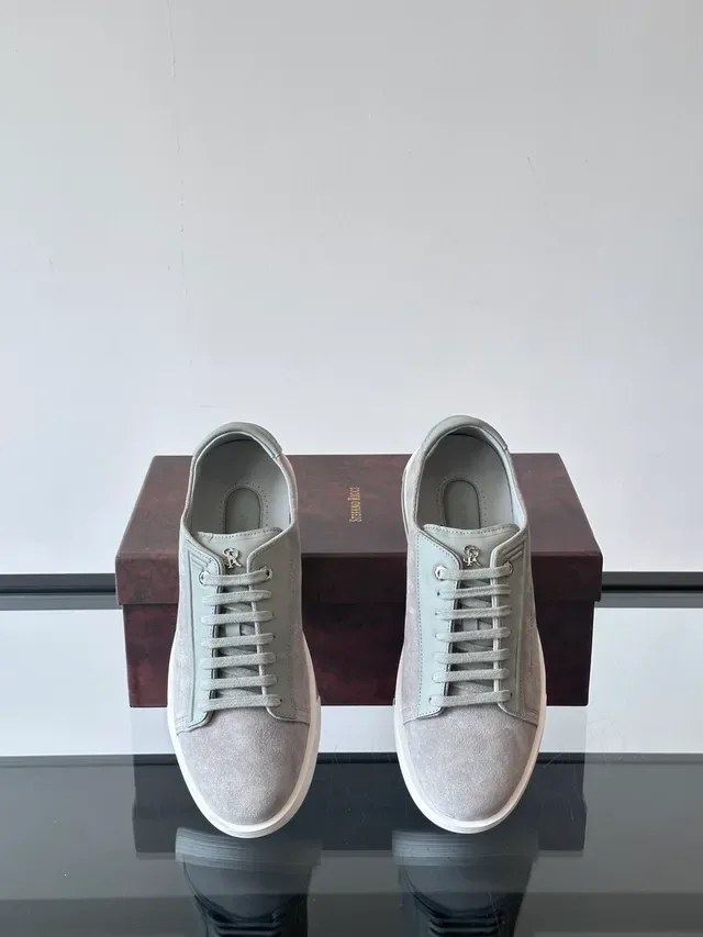 Stefano Ricci Gray Suede Low-Top Lace-Up Sneakers 4