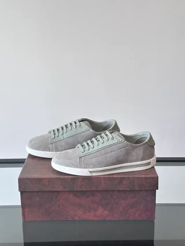 Stefano Ricci Gray Suede Low-Top Lace-Up Sneakers 5