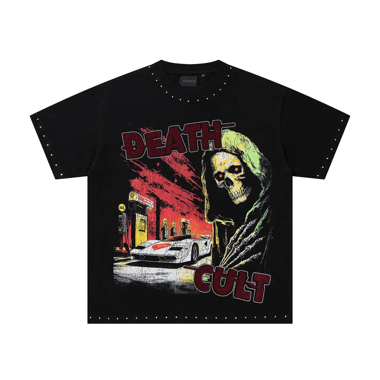 SUPPLY Graphic-Print Studded Trim Oversized T-Shirt 4