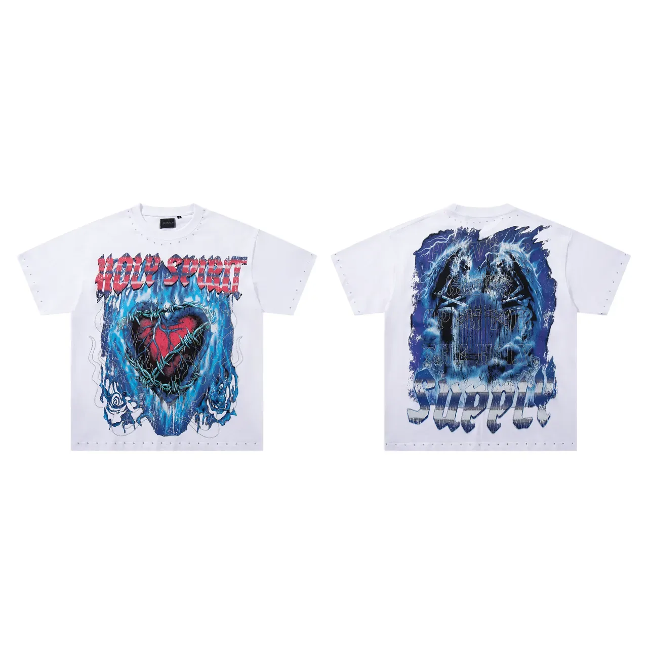 SUPPLY Holy Spirit Graphic Studded Oversized T-Shirt 2