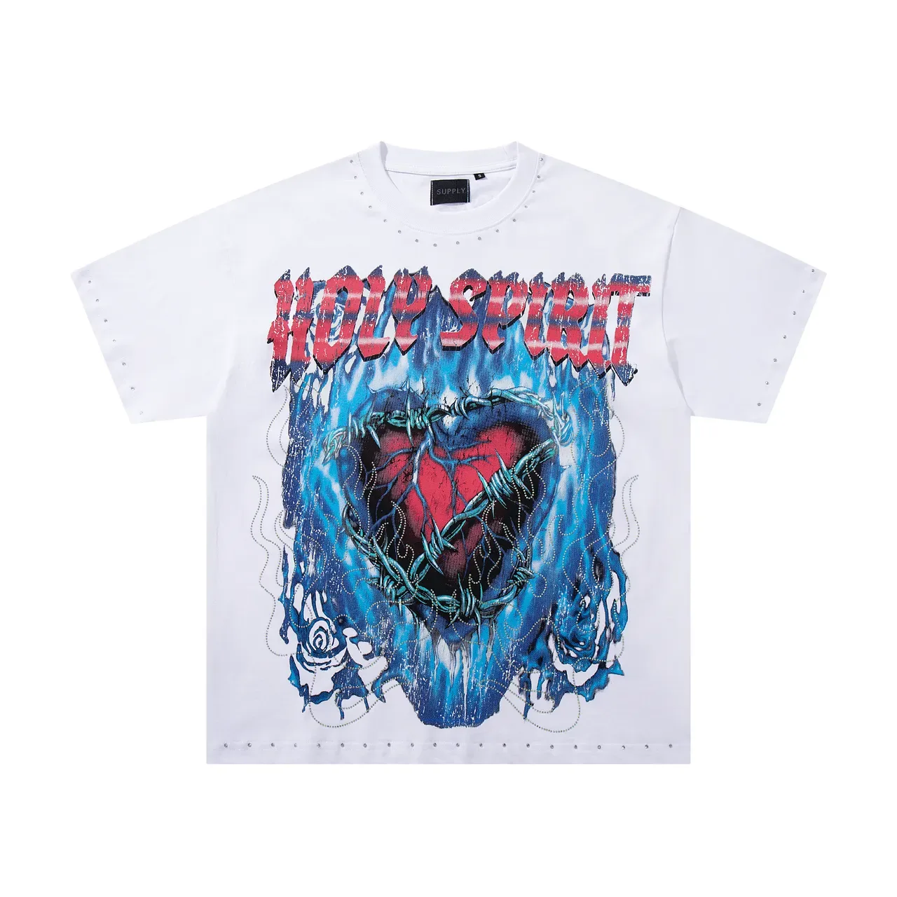SUPPLY Holy Spirit Graphic Studded Oversized T-Shirt 3