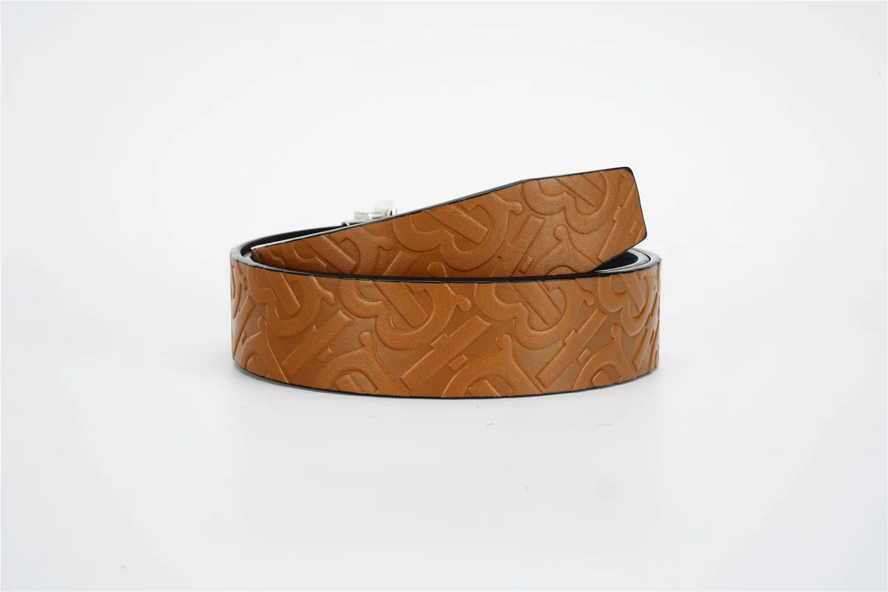 Tan and Black Reversible Embossed Leather Belt 3