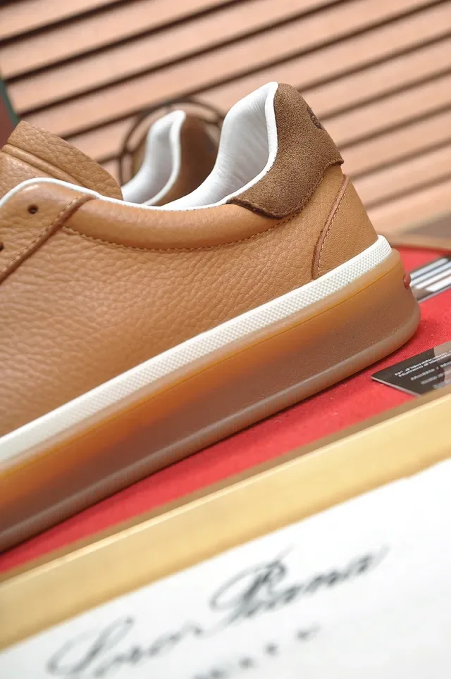 Tan Leather Low-Top Gum Sole Lifestyle Sneakers 2