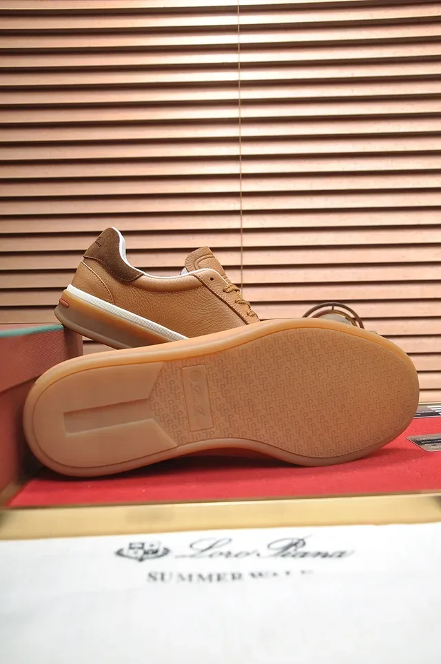 Tan Leather Low-Top Gum Sole Lifestyle Sneakers 3