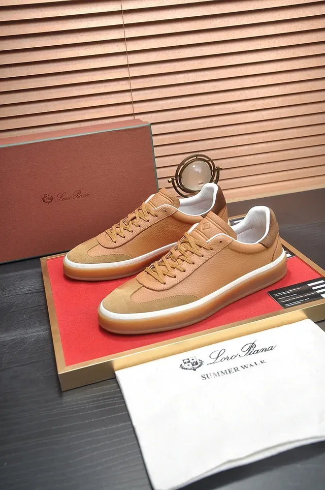 Tan Leather Low-Top Gum Sole Lifestyle Sneakers 4