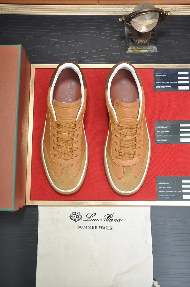 Tan Leather Low-Top Gum Sole Lifestyle Sneakers 5