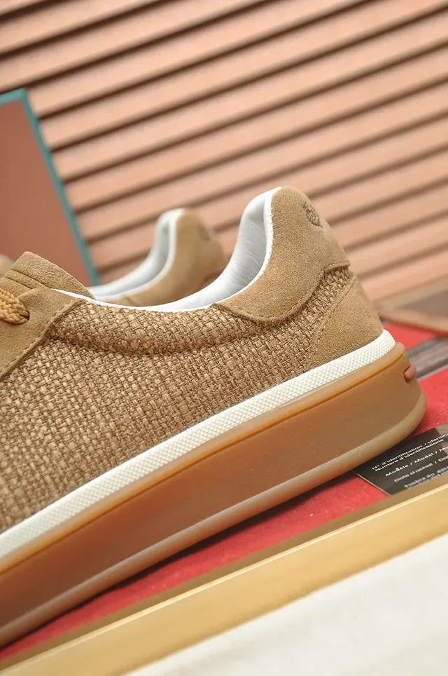 Tan Woven Textile Low-Top Lace-Up Sneaker 2