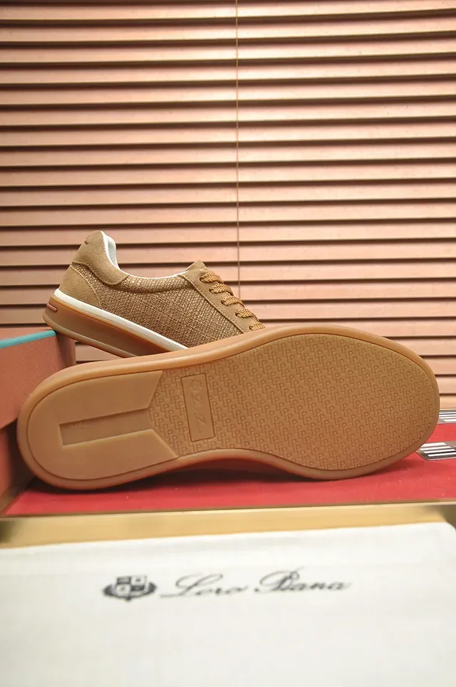 Tan Woven Textile Low-Top Lace-Up Sneaker 3
