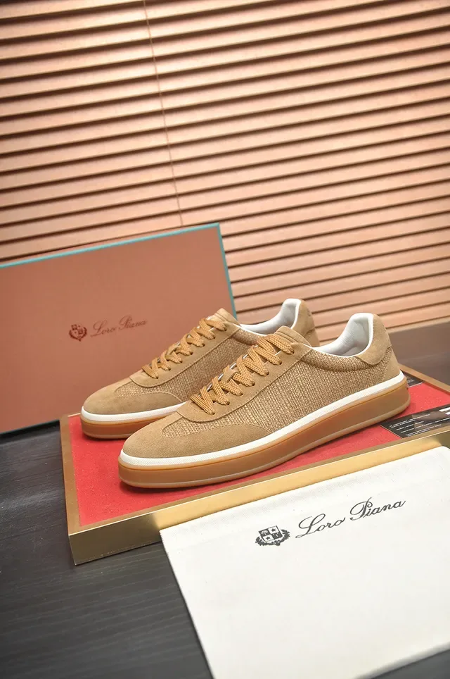 Tan Woven Textile Low-Top Lace-Up Sneaker 4