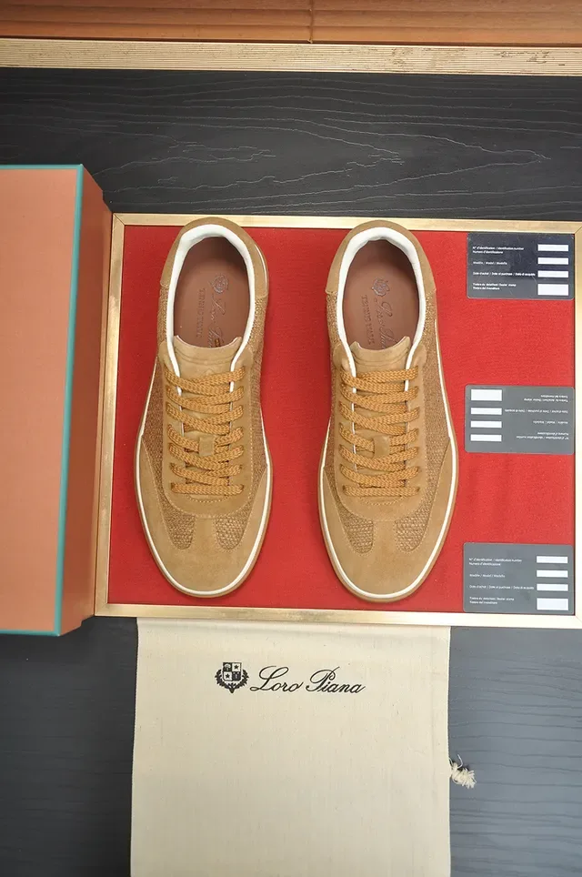 Tan Woven Textile Low-Top Lace-Up Sneaker 5