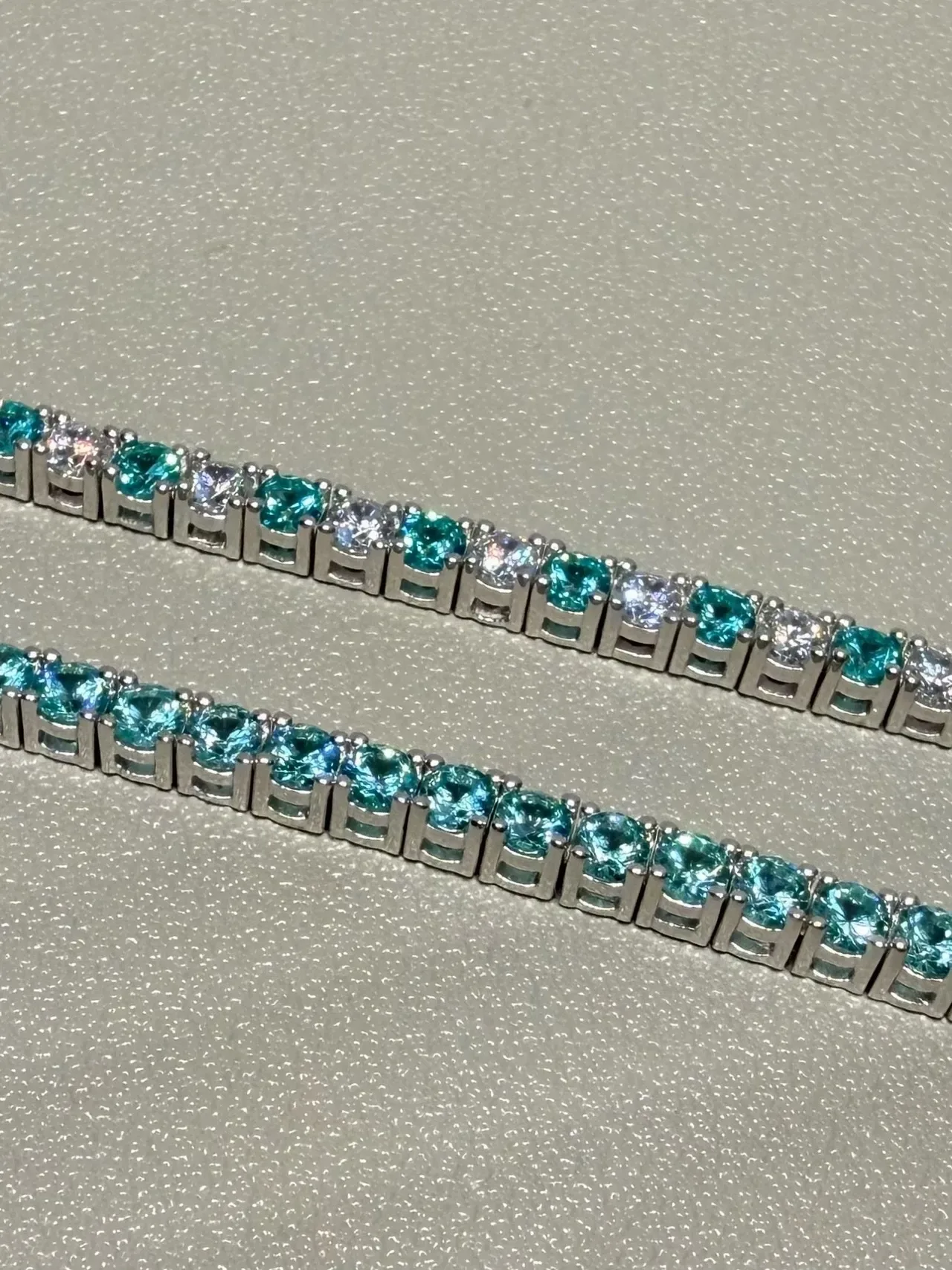 Teal and Clear Gemstone Channel-Set Bangle Bracelets 7