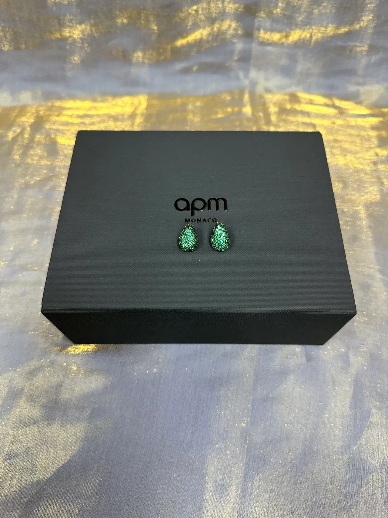 Teardrop Pavé Green Stone Stud Earrings 6