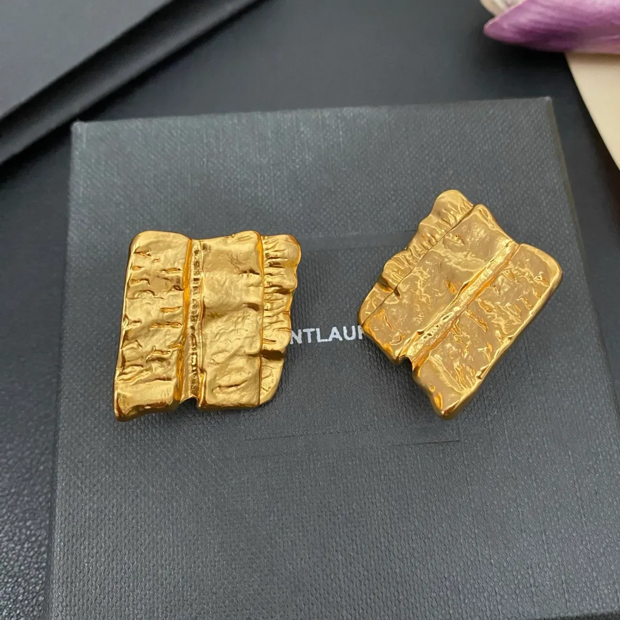 Textured Gold Folded-Book Silhouette Jewelry 4