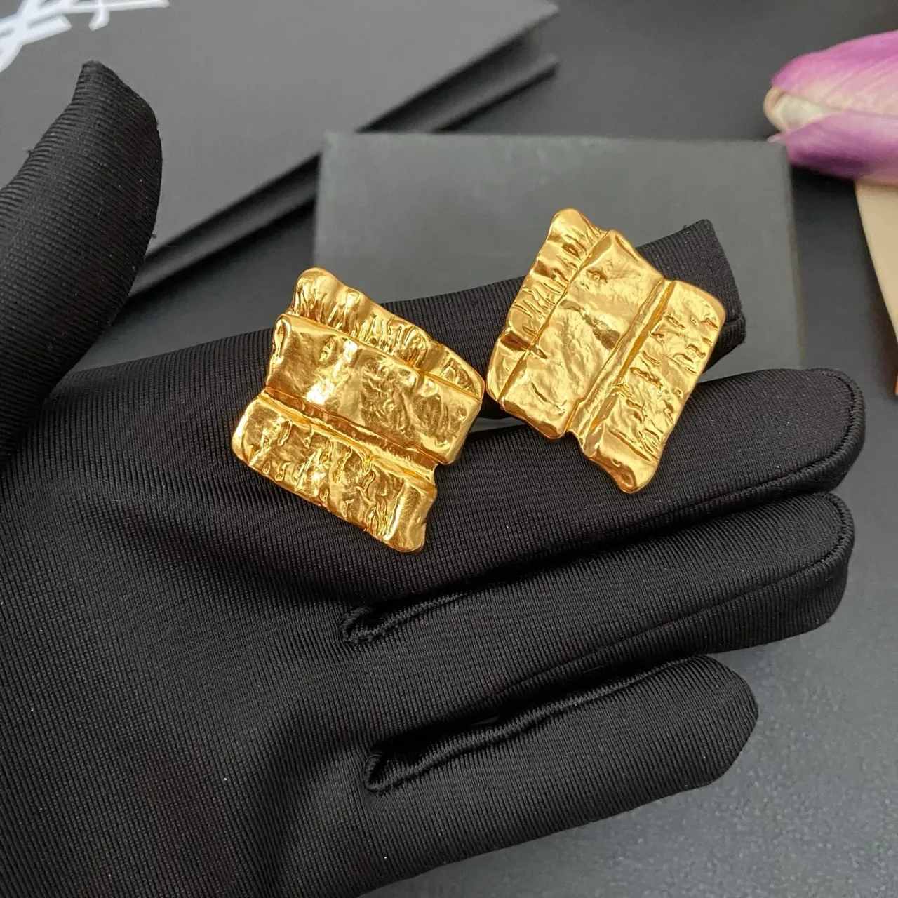 Textured Gold Folded-Book Silhouette Jewelry 5