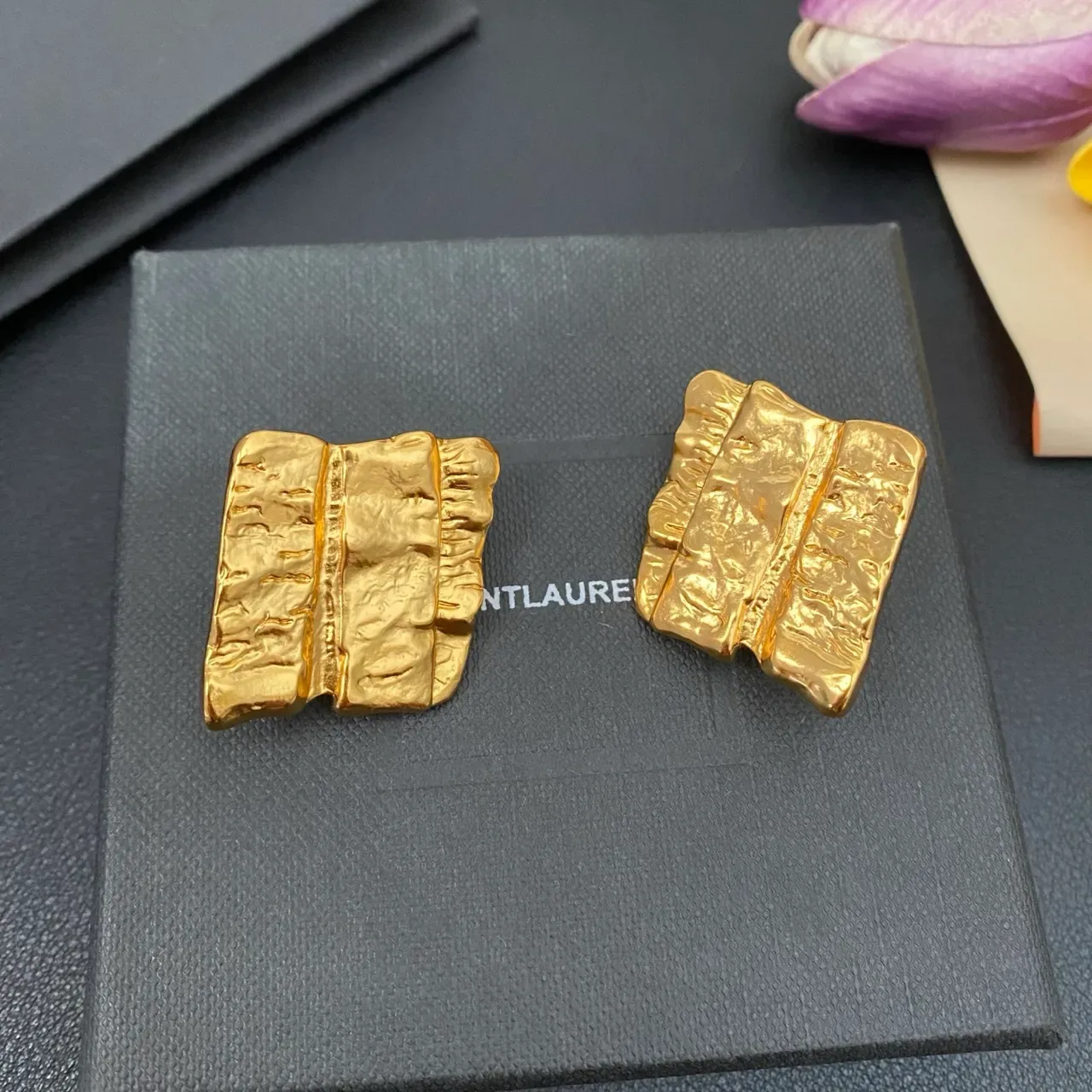 Textured Gold Folded-Book Silhouette Jewelry 6