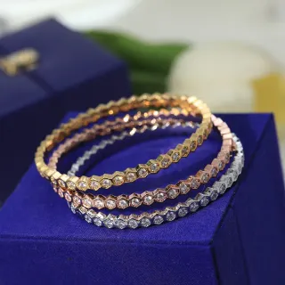 Pulseras de bangle de tres tonos con bisel hexagonal