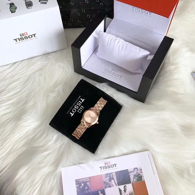 Tissot T-Lady Wave Series ساعة كوارتز بنكهة ذهبية وردية 7
