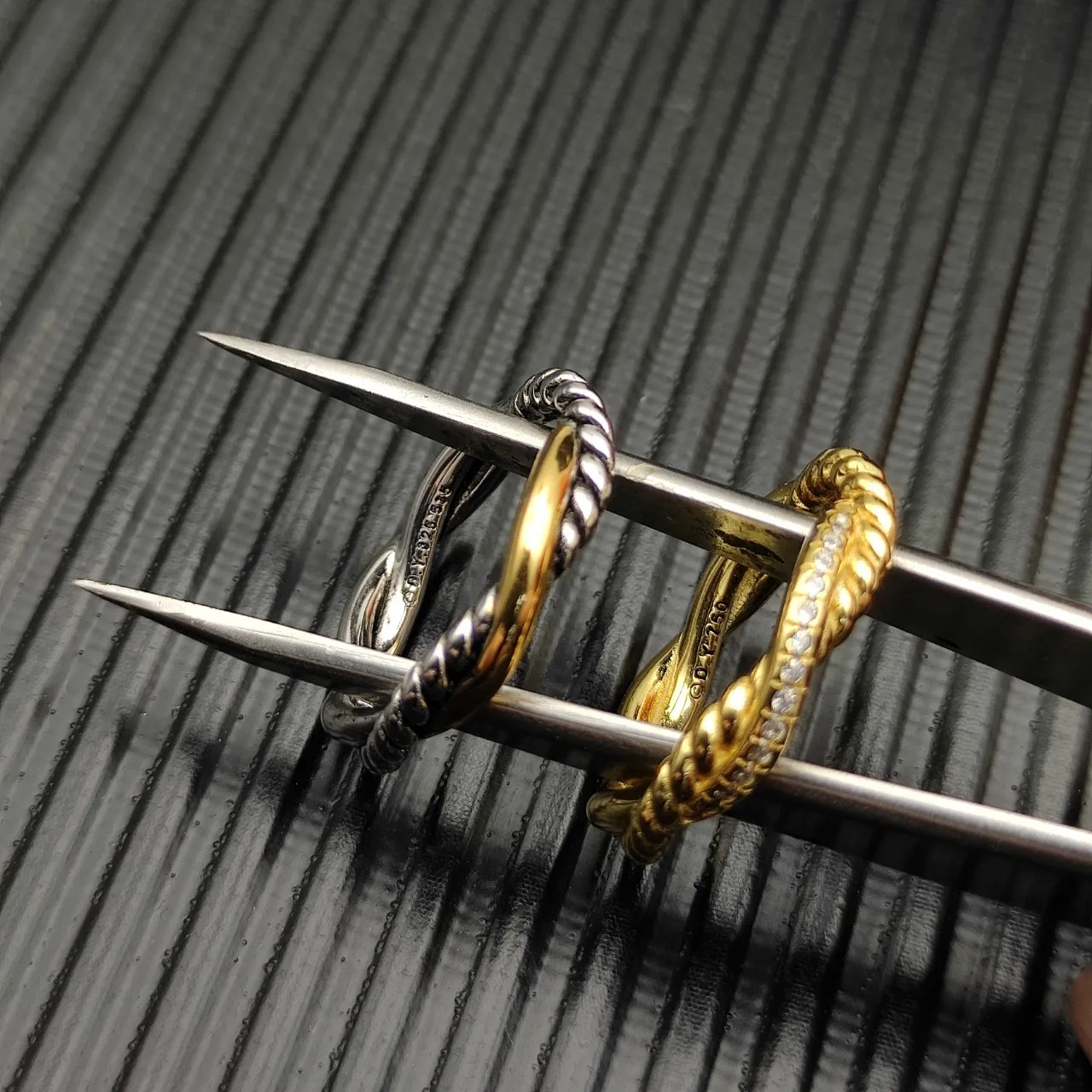 Twisted Rope Pavé Diamond Gold-Tone Ring 2