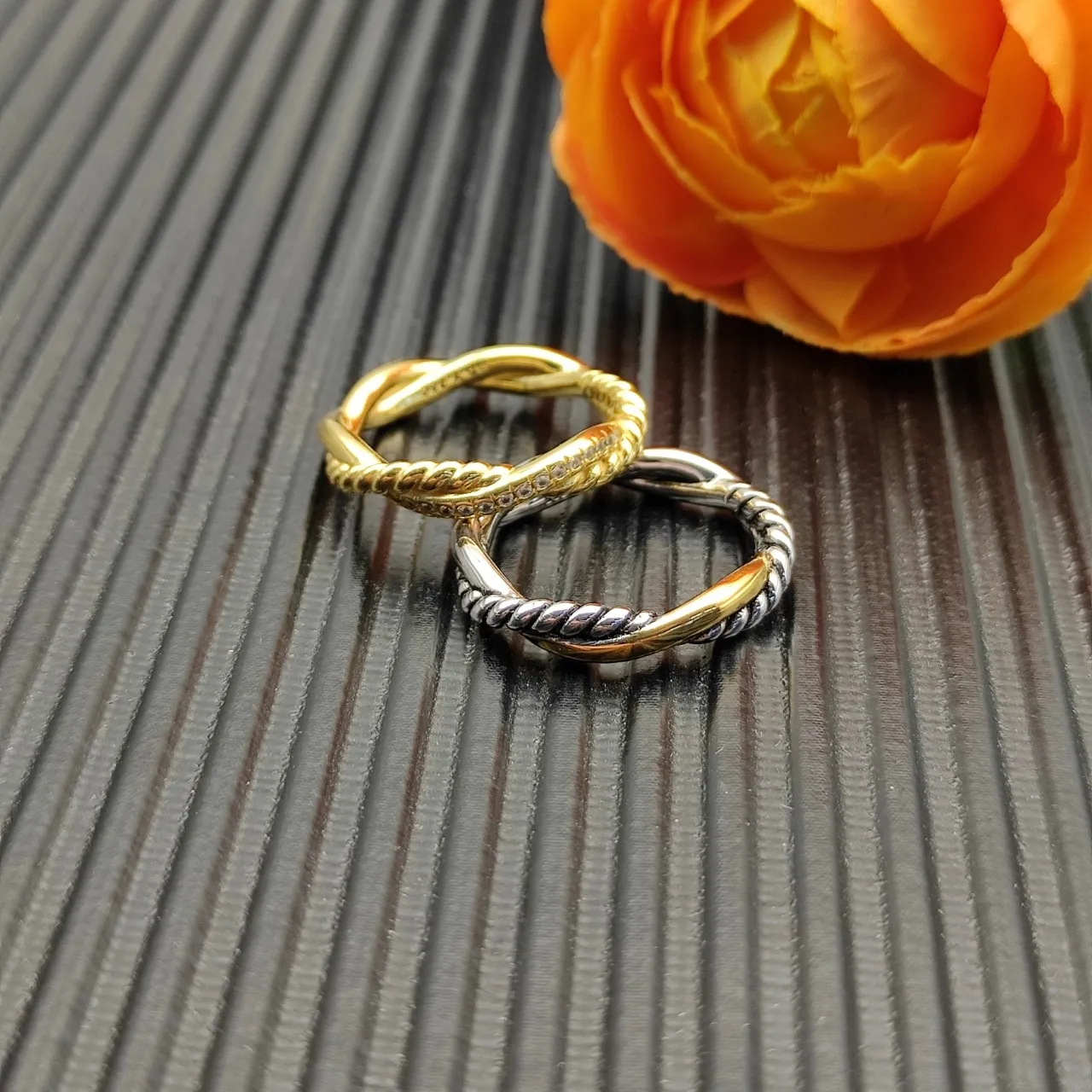 Twisted Rope Pavé Diamond Gold-Tone Ring 4