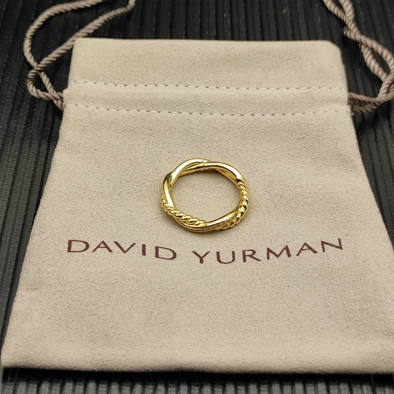 Twisted Rope Pavé Diamond Gold-Tone Ring 9