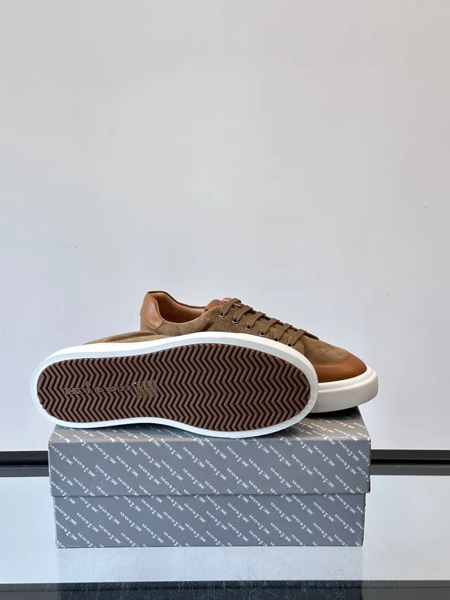 Two-Tone Suede and Leather Platform Sneakers 2