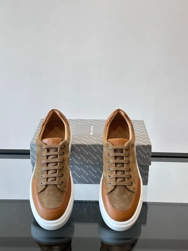 Two-Tone Suede and Leather Platform Sneakers 3