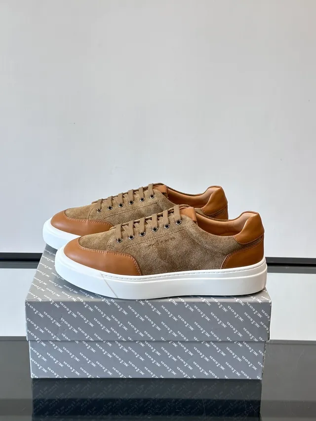 Two-Tone Suede and Leather Platform Sneakers 4