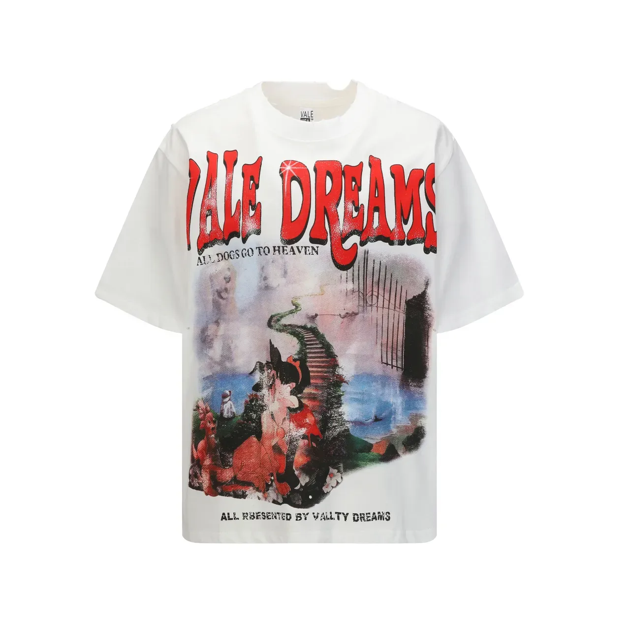 Vallty Dreams All Dogs Go To Heaven Graphic Print Oversized T-Shirt 3
