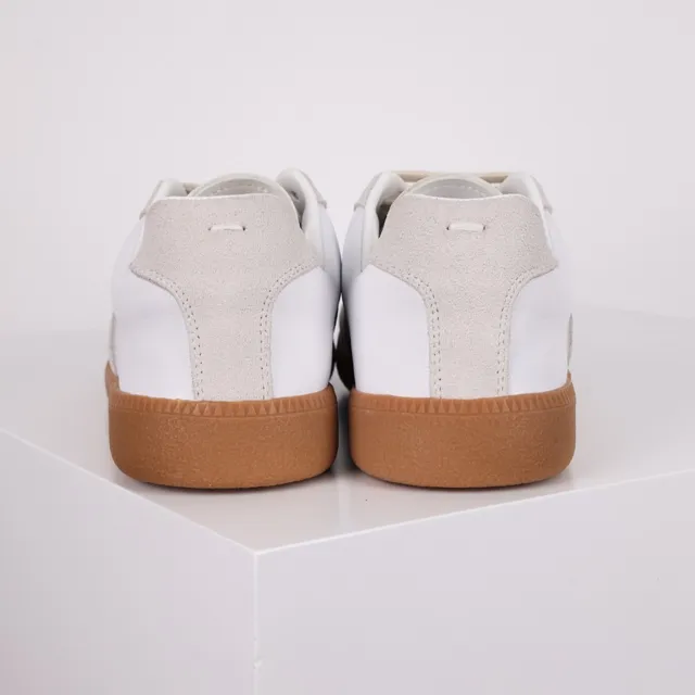 White and Beige Suede Leather Low-Top Trainer Sneakers 7