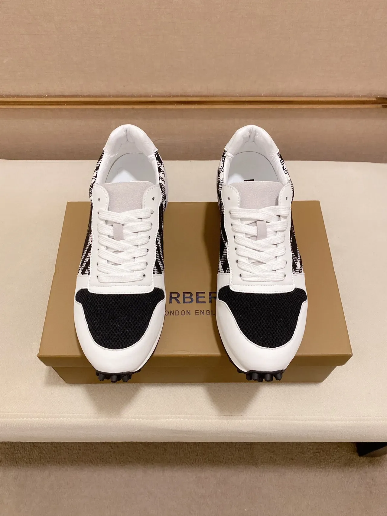 White and Black Checkered Panel Lifestyle Sneaker 4