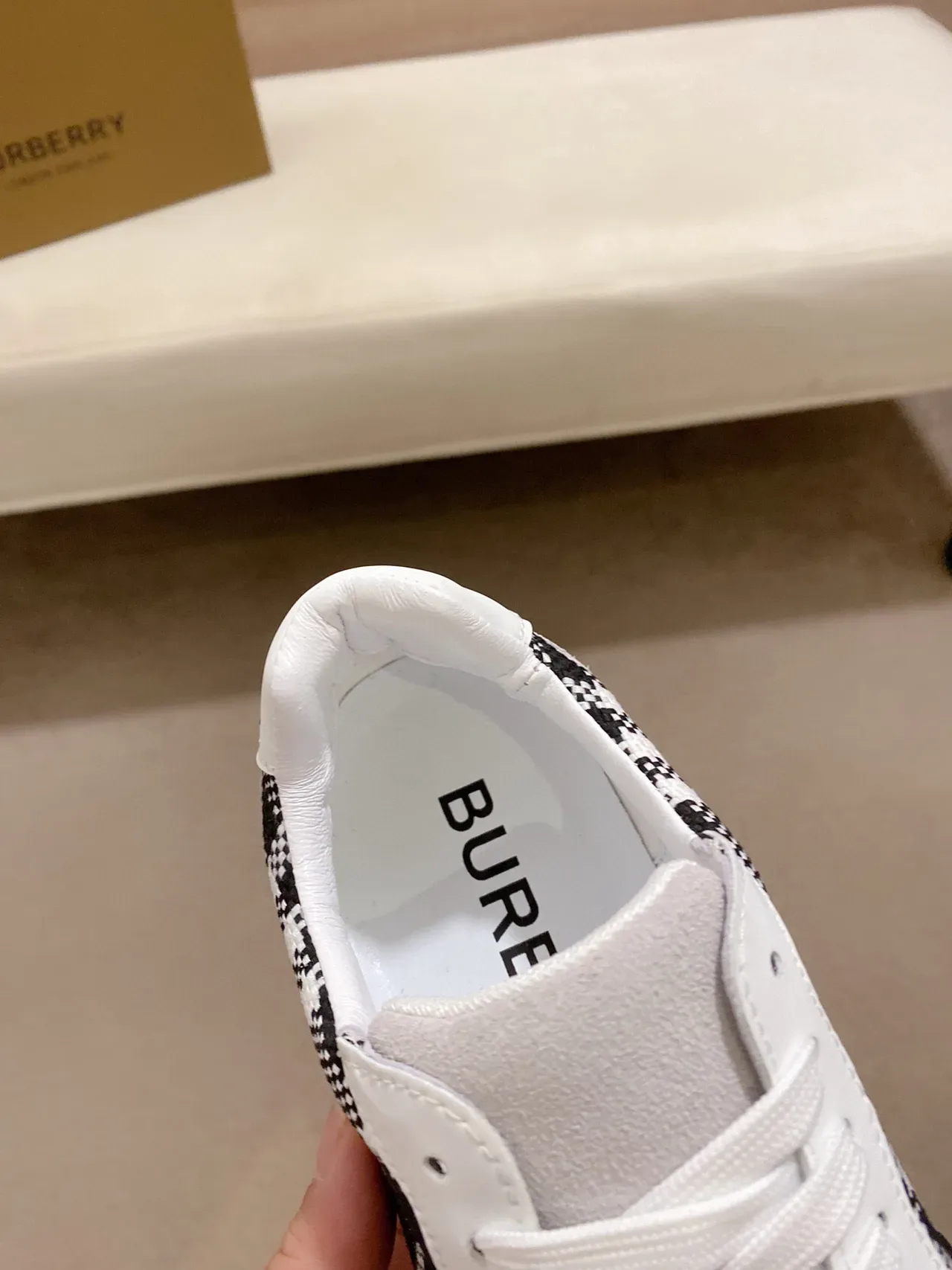 White and Black Checkered Panel Lifestyle Sneaker 5