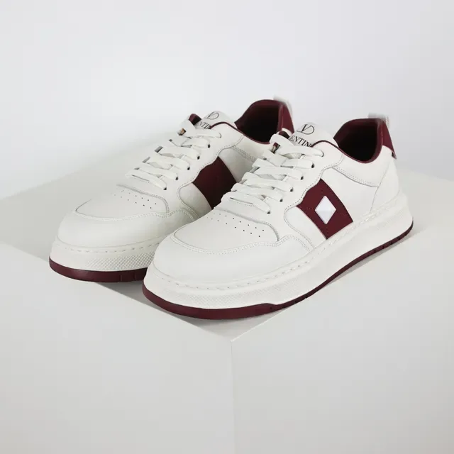 White and Burgundy Panelled Low-Top Lifestyle Sneakers 2
