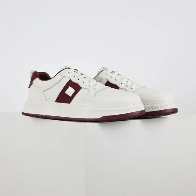 White and Burgundy Panelled Low-Top Lifestyle Sneakers 3