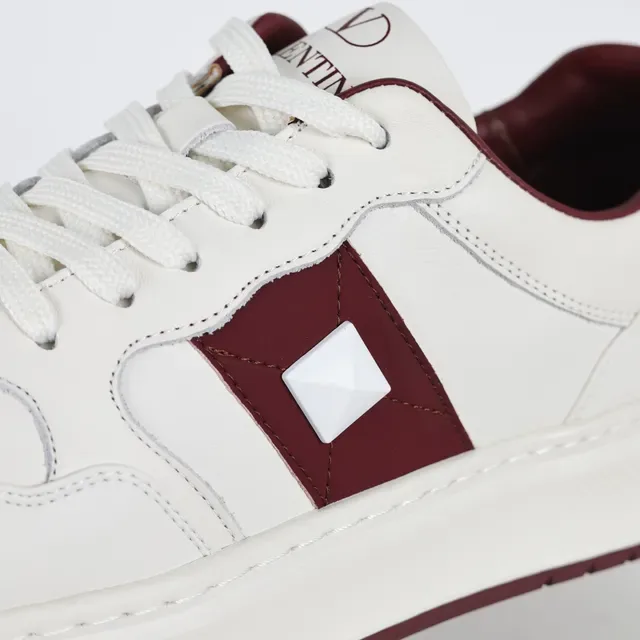 White and Burgundy Panelled Low-Top Lifestyle Sneakers 6