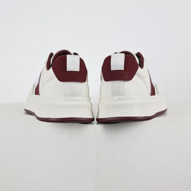 White and Burgundy Panelled Low-Top Lifestyle Sneakers 8