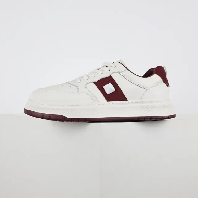 White and Burgundy Panelled Low-Top Lifestyle Sneakers 9