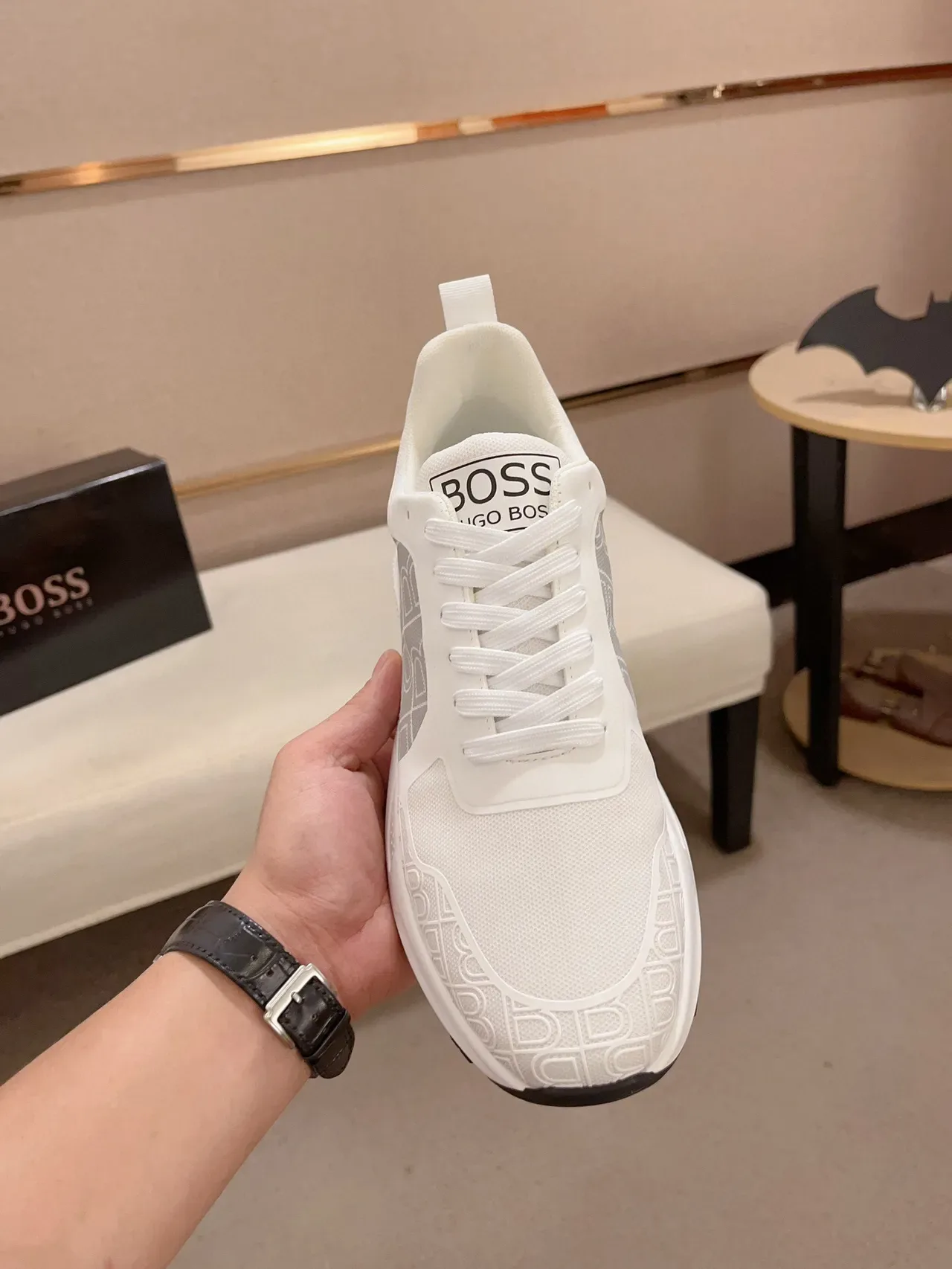 White and Gray Monogrammed Sculpted Midsole Lifestyle Sneaker 2