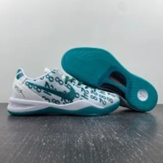 Tênis indoor de cano baixo com padrão branco e turquesa