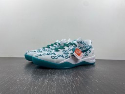 White and Teal Patterned Low-Top Indoor Sneakers 2